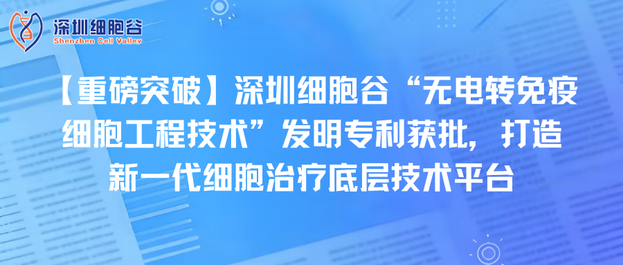 [Major Breakthrough] Shenzhen Cell Valley's Patent for 'Electroporation-Free Immune Cell Engineering Technology' Approved, Establishing a Next-Generation Underlying Technology Platform for Cell Therap